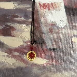 Designed Adjustable Necklace with red lucky stone